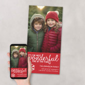 Merry Christmas - Vertical Red Photo Greeting シーズンカード