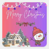 Merry Christmas Vibrant Sticker スクエアシール (正面)