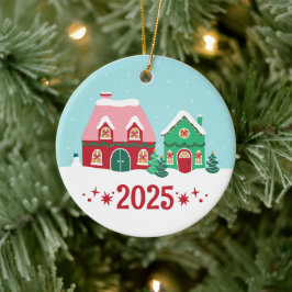 Merry Christmas Village Annual Ornament セラミックオーナメント