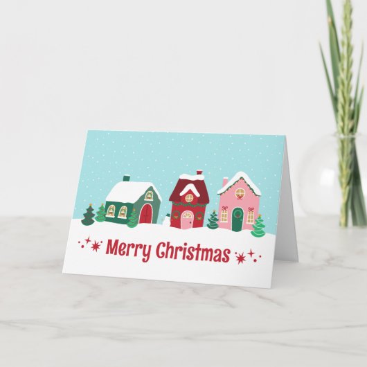 Merry Christmas Village Greeting Card カード (正面)