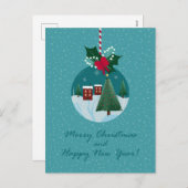 Merry Christmas Village Ornament Card シーズンポストカード (正面/裏面)