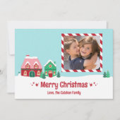 Merry Christmas Village Personalized Photo Card シーズンカード (正面)