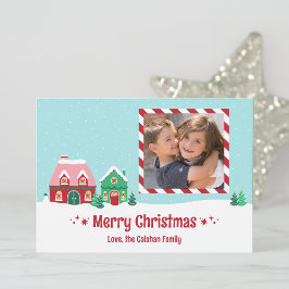 Merry Christmas Village Personalized Photo Card シーズンカード