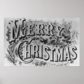 Merry Christmas Vintage Poster ポスター (正面)