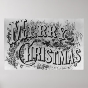 Merry Christmas Vintage Poster ポスター