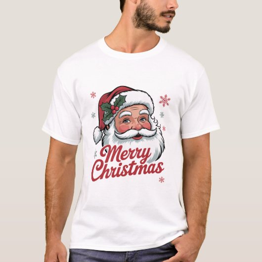 Merry Christmas Vintage Retro | Santa Claus Tシャツ (正面)
