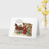 Merry Christmas Vintage Santa with Children  カード (黄色い花)
