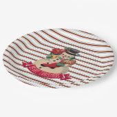 Merry Christmas- Vintage Snowman Paper Plate ペーパープレート (アングル)
