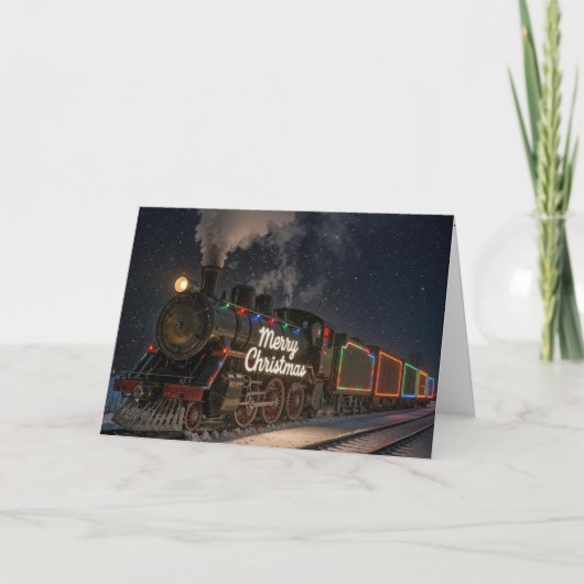 Merry Christmas Vintage Train In Snow カード (正面)