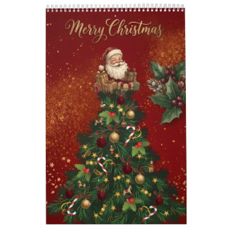 Merry Christmas Wall Calendar - Vintage Santa & Fe カレンダー