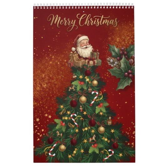 Merry Christmas Wall Calendar - Vintage Santa & Fe カレンダー (カバー)