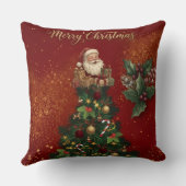 Merry Christmas Wall Clock - Vintage Santa & Festi クッション (裏面)
