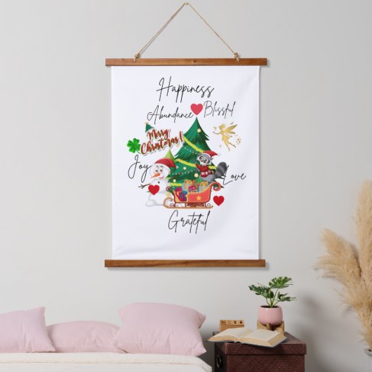Merry Christmas Wall Tapestry | Festive Home Decor 吊り下げ型タペストリー (寝室)