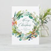 Merry Christmas Watercolor Botanical シーズンカード (スタンド正面)