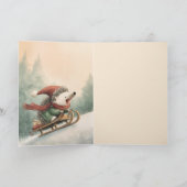 Merry Christmas Watercolor hedgehog  シーズンカード (内部)