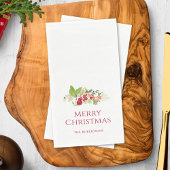 Merry Christmas Watercolor Holly Berry