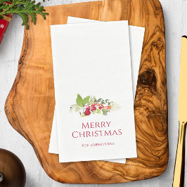 Merry Christmas Watercolor Holly Berry