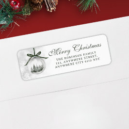 Merry Christmas Watercolor Ornament Holiday Return ラベル