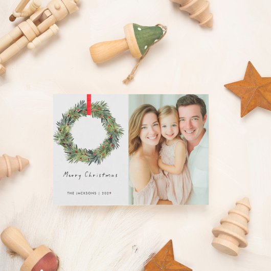 Merry Christmas Watercolor wreath  シーズンカード