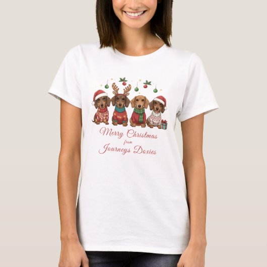 Merry Christmas Weiner Dachshund Holiday Tシャツ (正面)