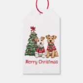 Merry Christmas Welsh Wire Fox Terrier Dogs ギフトタグ (正面)