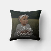 Merry Christmas Whimsical Script Baby Photo クッション (裏面)