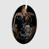 Merry Christmas Whimsical Script  Custom Photo  オーナメント (正面)