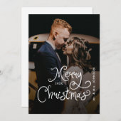 Merry Christmas Whimsical Script  Custom Photo  シーズンカード (正面/裏面)
