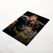 Merry Christmas Whimsical Script  Custom Photo  箔シーズンカード (回転した状態)