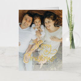 Merry Christmas Whimsical Script Family 12 Photos 箔グリーティングカード