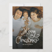 Merry Christmas Whimsical Script  Family 7 Photos シーズンカード (正面)