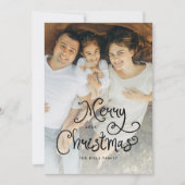 Merry Christmas Whimsical Script Family 7 Photos シーズンカード (正面)