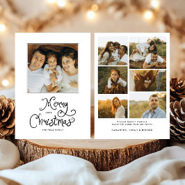 Merry Christmas Whimsical Script Family 7 Photos シーズンカード
