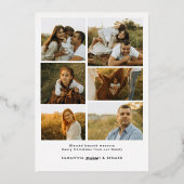 Merry Christmas Whimsical Script  Family 7 Photos 箔シーズンカード (裏面)