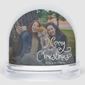 Merry Christmas Whimsical Script Family Photo Dog (裏面)