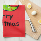 Merry Christmas Whimsical Tree Design キッチンタオル (四つ折り)