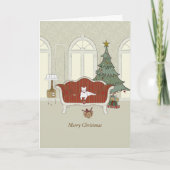Merry Christmas White Cat Greeting Card シーズンカード (正面)