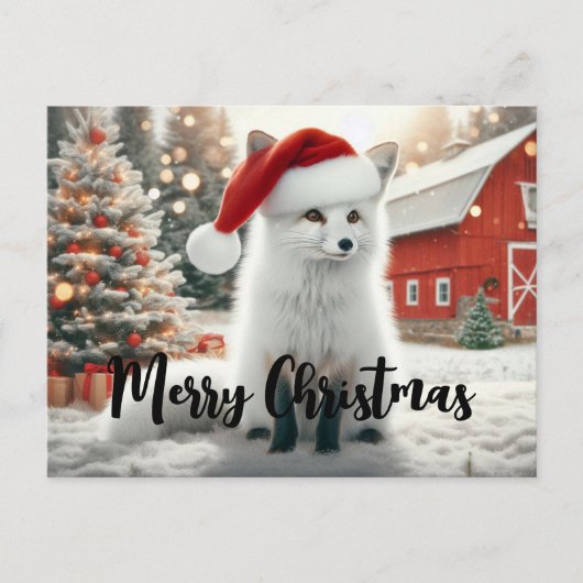 Merry Christmas White Fox ポストカード (正面)