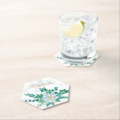 Merry Christmas White Poinsettia Snowflakes ペーパーコースター (インサイチュ)