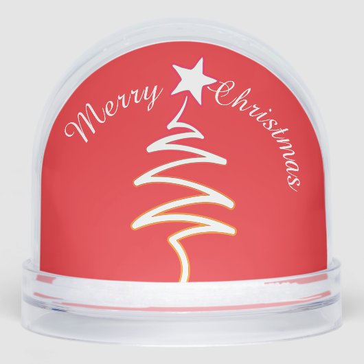 Merry Christmas White Scribble Tree + Star Red  (正面)