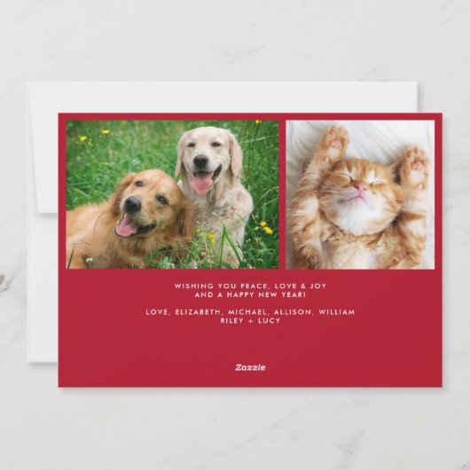 Merry Christmas White Script Photo Strip シーズンカード (裏面)