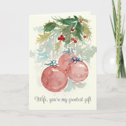 Merry Christmas Wife Greatest Gift Ornaments カード (正面)