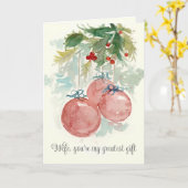 Merry Christmas Wife Greatest Gift Ornaments カード (黄色い花)