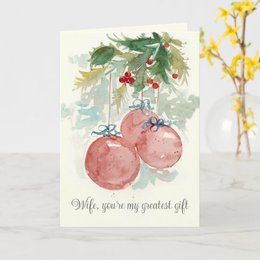 Merry Christmas Wife Greatest Gift Ornaments カード (黄色い花)