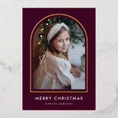 Merry Christmas Wine Arch Photo 箔シーズンカード (正面)