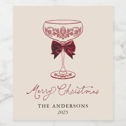 Merry Christmas Wine Bottle Gift Label ワインラベル (シングルラベル)