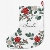 Merry Christmas Winter Floral ラージクリスマスストッキング (裏面)