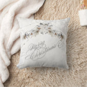  Merry Christmas Winter Flowers Pinecones クッション (ブランケット)