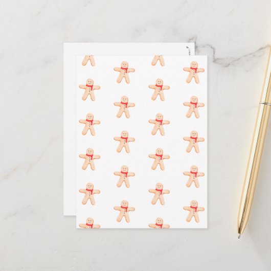 Merry Christmas Winter Gingerbread Man Card ポストカード (正面/裏面インサイチュ)