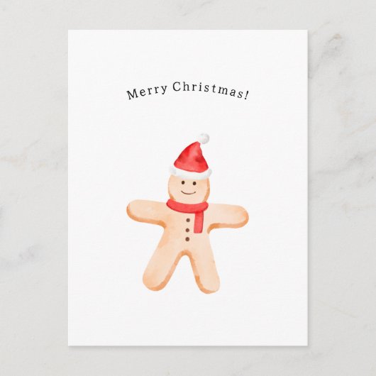 Merry Christmas Winter Gingerbread Man Card ポストカード (正面)